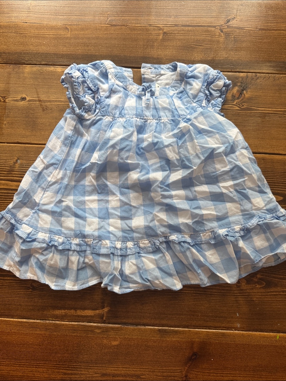 Janie and Jack Blue and White Gingham Ruffle Dress